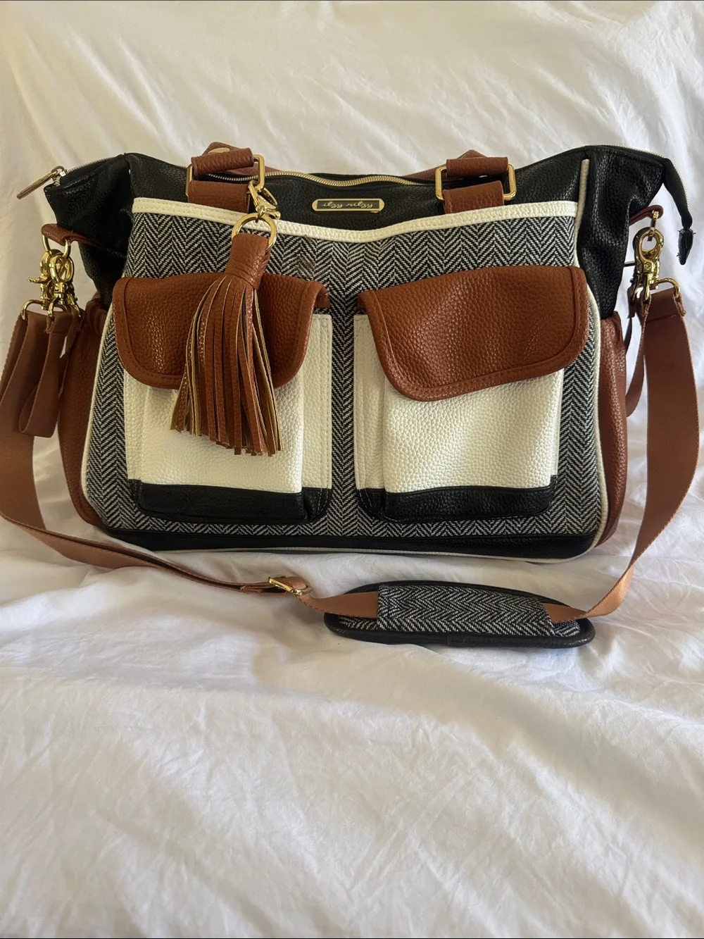 Itzy Ritzy Triple Threat Convertible Diaper Bag, Coffee And Cream